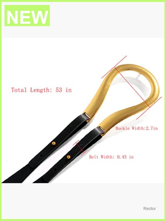 Double Strap PU Leather Cinch Belt - Retro Gold Buckle, One Size
